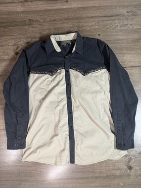 Spindle River Classics Mens Western Button Down Long Sleeve Collared Shirt Large